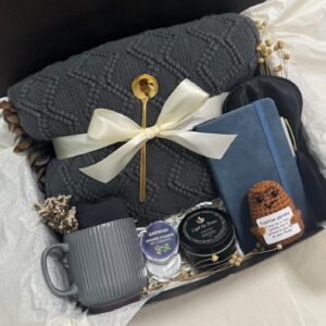 Gift Baskets for Men&Women- Self Care Package/Brithday - After Surgery, Sympathy Gifts for Loss of Loved One, Thinking of You/Grief/Bereavement/Miscarriage Gifts (Grey & Navy Blue)