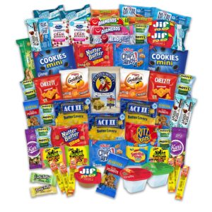 Snacks Variety Pack for Adults Kids Students - 60 Count Sweet and Salty - Inmates Soldiers Men Women - Camp Care Package Gift Basket - College Treats, Office Snacks, Snack Packs by The LakeHouse