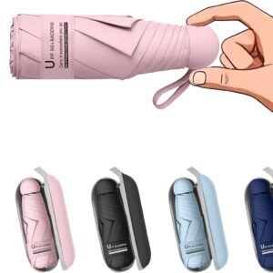 BAODINI Travel Mini Umbrella for Purse With Case Small Compact UV Sun Protection Sun Lightweight Tiny Pocket Umbrella for Women Girls and Men
