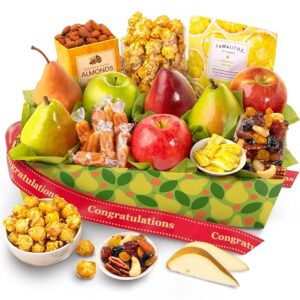 A Gift Inside Congratulations Orchard Delight Fruit and Gourmet Basket