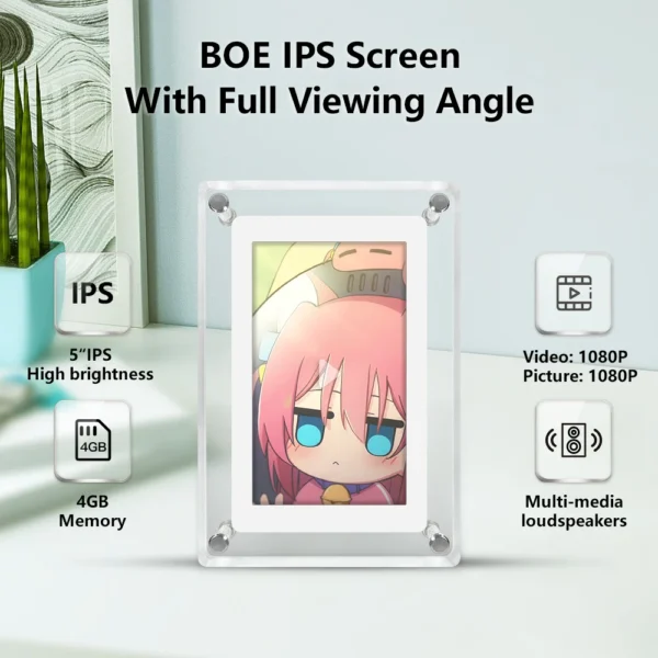 Acrylic Digital Photo Frame 5 Inch 1200mAh Vertical Display IPS Screen 4G Memory Battery Porta Retrato digital picture frame - Image 3