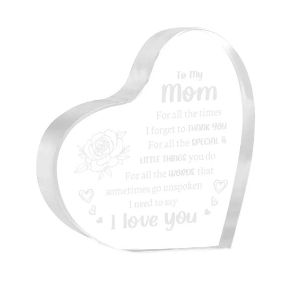1PCS Mother's Day Gift Sign Heart Shaped Plaque Personalized Gift For Mother Desktop Souvenir Decoration I Lover You Mom - Image 2