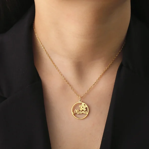 Skyrim Mama Letter Pendant Necklace for Women Stainless Steel Neck Chain Choker Trendy Family Jewelry Mother's Day Gift for Mom - Image 5