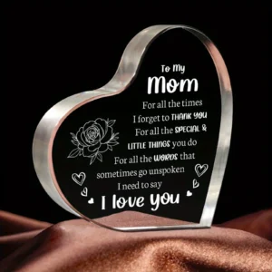 1PCS Mother's Day Gift Sign Heart Shaped Plaque Personalized Gift For Mother Desktop Souvenir Decoration I Lover You Mom