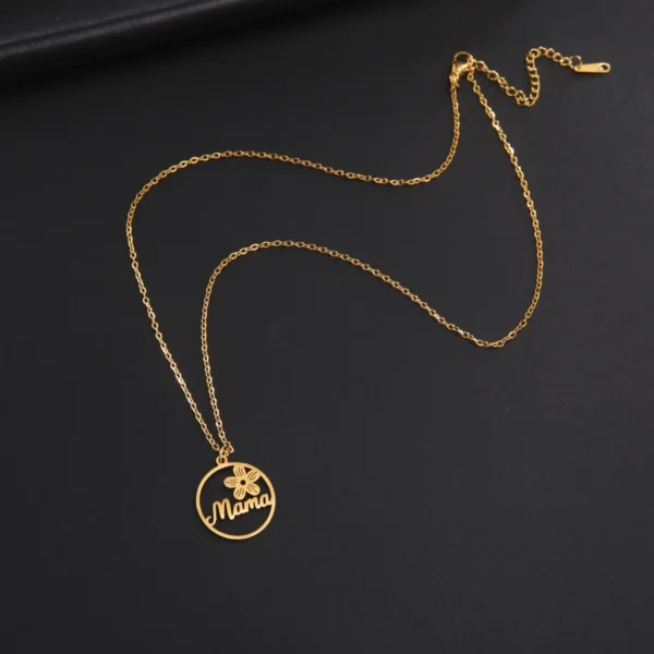 Skyrim Mama Letter Pendant Necklace for Women Stainless Steel Neck Chain Choker Trendy Family Jewelry Mother's Day Gift for Mom - Image 4
