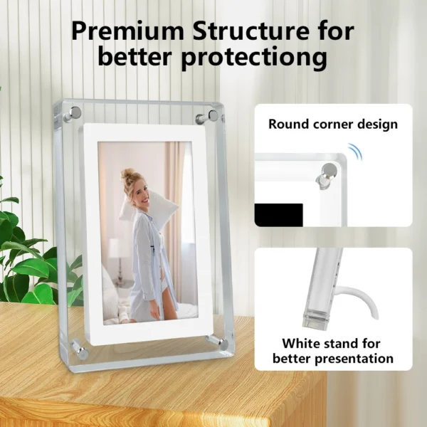 Acrylic Digital Photo Frame 5 Inch 1200mAh Vertical Display IPS Screen 4G Memory Battery Porta Retrato digital picture frame - Image 4