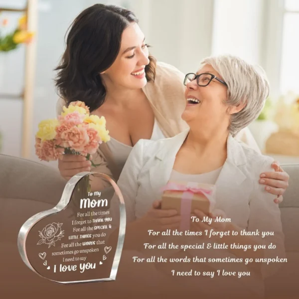 1PCS Mother's Day Gift Sign Heart Shaped Plaque Personalized Gift For Mother Desktop Souvenir Decoration I Lover You Mom - Image 6