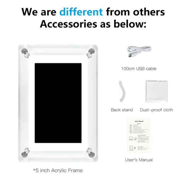 Acrylic Digital Photo Frame 5 Inch 1200mAh Vertical Display IPS Screen 4G Memory Battery Porta Retrato digital picture frame - Image 2