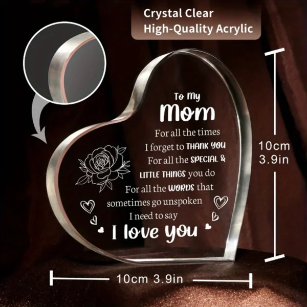 1PCS Mother's Day Gift Sign Heart Shaped Plaque Personalized Gift For Mother Desktop Souvenir Decoration I Lover You Mom - Image 3