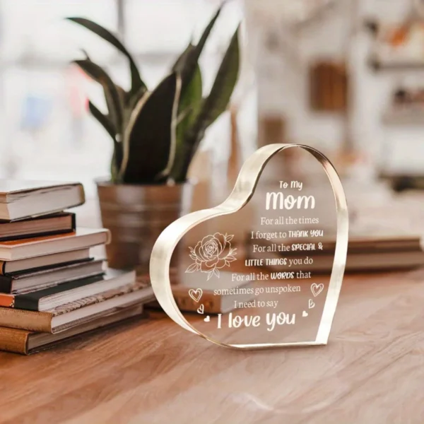 1PCS Mother's Day Gift Sign Heart Shaped Plaque Personalized Gift For Mother Desktop Souvenir Decoration I Lover You Mom - Image 5
