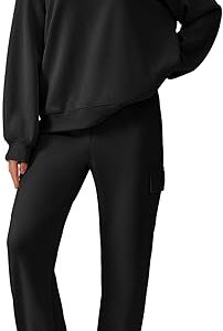PINSPARK Two Piece Sets for Women Sweatsuit Drawstring Cargo Jogger Sets with 4 Pockets 2025 Airport Outfits Fall Tracksuit