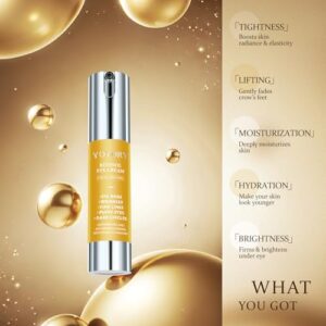Retinol Under Eye Cream - Anti Aging Eye Cream for Dark Circles and Puffiness, Eye Bags, Wrinkles Fine Lines Skin Care Treatment Firming & Lifts for Man and Women - Gold 20ml