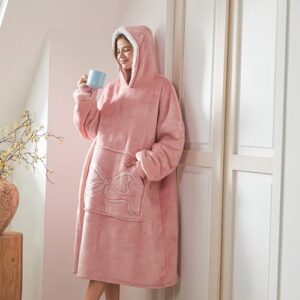 WDCOZY Wearable Blanket Hoodie Oversized Sherpa Fleece Hooded Sweatshirt with Adjustable Eye Mask Cozy For Adults Women Men