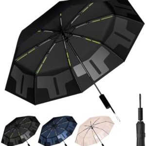 46-inch Automatic Travel Umbrella 3-in-1 Wind & Rain & UV Protection, 5s Quick Fold, Effortless Storage, Non-Rebound Design, Durable