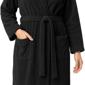 RIVERSIDE 100% Cotton Terry Bathrobe for Women & Men - Soft Towel Robe with Shawl Collar Adjustable Belt & Pockets