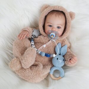 Reborn Realistic Baby Doll - 18 Inch Lifelike Full Silicone Baby Boy Real Life Baby Doll with Soft Vinyl Body can Swimming with Accessories Gifts for Kids 3+
