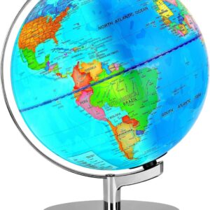 6 in1 Illuminated World Globe for Kids & Adults All Ages High Clear Map, Illuminates Educational Interactive STEM Toy, Light Up Kids Globe Lamp,Gifts For Boys And Girls