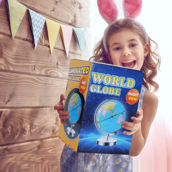 6 in1 Illuminated World Globe for Kids & Adults All Ages High Clear Map, Illuminates Educational Interactive STEM Toy, Light Up Kids Globe Lamp,Gifts For Boys And Girls - Image 3