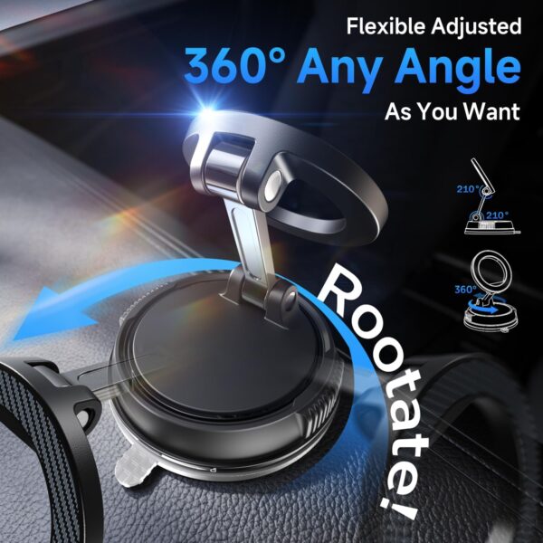 ANDERY Car Phone Holder for Magsafe [78+LBS Strongest Suction & 2400gf Magnetic] 360° Adjustable Car Phone Mount, Phone Holders for Your Car for iPhone 17 Pro Max 16 15 14 13 12 Air Plus, Carbon Fiber - Image 5